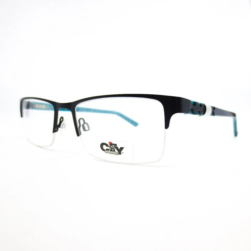 City Eyewear DC 33 COL 50 Blue Rectangular Eyeglasses Frames 53[]18 140 mm